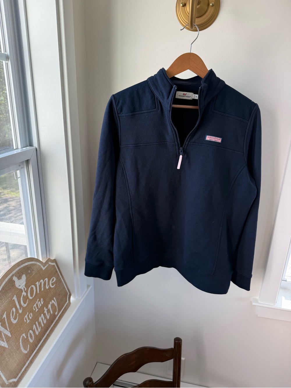 Vineyard Vines Women's Navy Quarter-Zip Pullover Sweater Medium